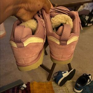 UGG Pink Suede Fur-Lined Low-Top Sneaker